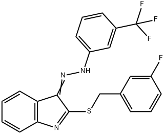 2-[(3-FLUOROBENZYL)SULFANYL]-3H-INDOL-3-ONE N-[3-(TRIFLUOROMETHYL)PHENYL]HYDRAZONE 结构式