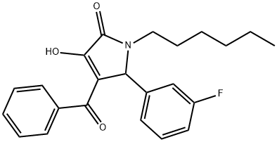 4-BENZOYL-5-(3-FLUOROPHENYL)-1-HEXYL-3-HYDROXY-1H-PYRROL-2(5H)-ONE 结构式