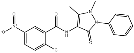 N-(2,3-DIMETHYL-5-OXO-1-PHENYL(3-PYRAZOLIN-4-YL))(2-CHLORO-5-NITROPHENYL)FORMAMIDE 结构式