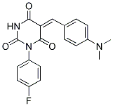 (5Z)-5-[4-(DIMETHYLAMINO)BENZYLIDENE]-1-(4-FLUOROPHENYL)PYRIMIDINE-2,4,6(1H,3H,5H)-TRIONE 结构式