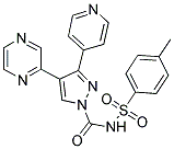 N-[(4-METHYLPHENYL)SULPHONYL]-4-(PYRAZIN-2-YL)-3-(PYRIDIN-4-YL)PYRAZOLE-1-CARBOXAMIDE 结构式