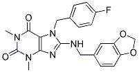 8-(Benzo[d][1,3]dioxol-5-ylmethylamino)-7-(4-fluorobenzyl)-1,3-dimethyl-1H-purine-2,6(3H,7H)-dione 结构式