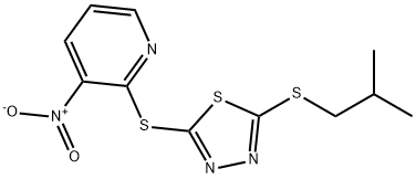 2-([5-(ISOBUTYLSULFANYL)-1,3,4-THIADIAZOL-2-YL]SULFANYL)-3-NITROPYRIDINE 结构式