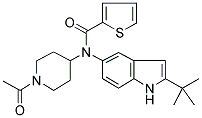 N-(1-ACETYLPIPERIDIN-4-YL)-N-(2-TERT-BUTYL-(1H)-INDOL-5-YL)THIOPHENE-2-CARBOXAMIDE 结构式