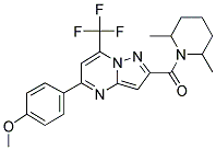 (2,6-DIMETHYLPIPERIDIN-1-YL)(5-(4-METHOXYPHENYL)-7-(TRIFLUOROMETHYL)PYRAZOLO[1,5-A]PYRIMIDIN-2-YL)METHANONE 结构式