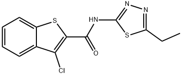 3-CHLORO-N-(5-ETHYL-1,3,4-THIADIAZOL-2-YL)-1-BENZOTHIOPHENE-2-CARBOXAMIDE 结构式