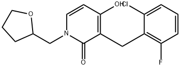 3-(2-CHLORO-6-FLUOROBENZYL)-4-HYDROXY-1-(TETRAHYDRO-2-FURANYLMETHYL)-2(1H)-PYRIDINONE 结构式