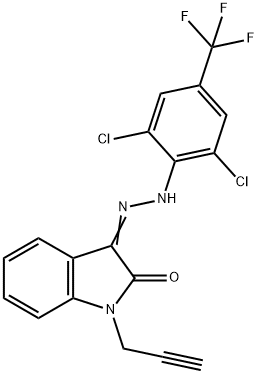 1-(2-PROPYNYL)-1H-INDOLE-2,3-DIONE 3-(N-[2,6-DICHLORO-4-(TRIFLUOROMETHYL)PHENYL]HYDRAZONE) 结构式