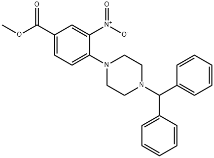 METHYL 4-(4-BENZHYDRYLPIPERAZINO)-3-NITROBENZENECARBOXYLATE 结构式
