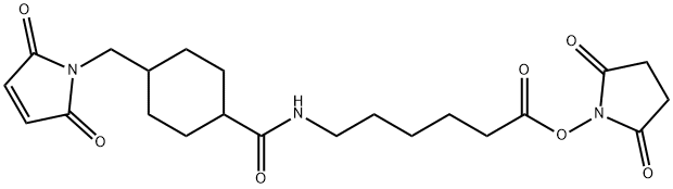 琥珀酰亚胺基-[4-(N-马来酰亚胺甲基)]-环己烷-1-甲酸-(6-氨基己酸酯) 结构式