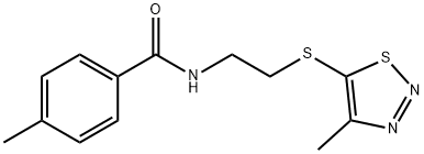 4-METHYL-N-(2-[(4-METHYL-1,2,3-THIADIAZOL-5-YL)SULFANYL]ETHYL)BENZENECARBOXAMIDE 结构式