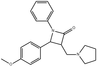 4-(4-METHOXYPHENYL)-1-PHENYL-3-(1-PYRROLIDINYLMETHYL)-2-AZETANONE 结构式