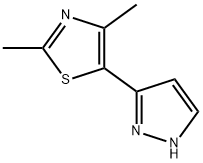 2,4-二甲基-5-(1H-吡唑-3-基)-1,3-噻唑 结构式