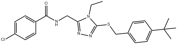 N-[(5-([4-(TERT-BUTYL)BENZYL]SULFANYL)-4-ETHYL-4H-1,2,4-TRIAZOL-3-YL)METHYL]-4-CHLOROBENZENECARBOXAMIDE 结构式