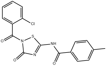 N-[2-(2-CHLOROBENZOYL)-3-OXO-2,3-DIHYDRO-1,2,4-THIADIAZOL-5-YL]-4-METHYLBENZENECARBOXAMIDE 结构式