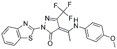 (4E)-2-(1,3-BENZOTHIAZOL-2-YL)-4-{1-[(4-METHOXYPHENYL)AMINO]ETHYLIDENE}-5-(TRIFLUOROMETHYL)-2,4-DIHYDRO-3H-PYRAZOL-3-ONE 结构式