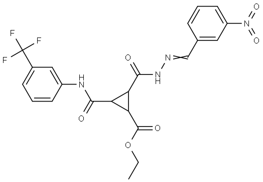 Ethyl 2-((2-[(3-nitrophenyl)methylene]hydrazino)carbonyl)-3-([3-(trifluoromethyl)anilino]carbonyl)cyclopropanecarboxylate 结构式