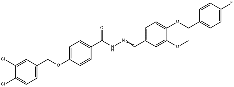 4-[(3,4-DICHLOROBENZYL)OXY]-N'-((E)-(4-[(4-FLUOROBENZYL)OXY]-3-METHOXYPHENYL)METHYLIDENE)BENZENECARBOHYDRAZIDE 结构式