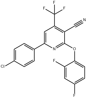 6-(4-CHLOROPHENYL)-2-(2,4-DIFLUOROPHENOXY)-4-(TRIFLUOROMETHYL)NICOTINONITRILE 结构式