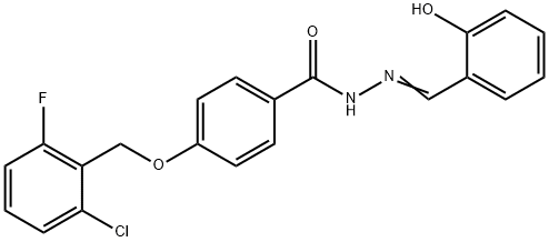 4-[(2-CHLORO-6-FLUOROBENZYL)OXY]-N'-[(E)-(2-HYDROXYPHENYL)METHYLIDENE]BENZENECARBOHYDRAZIDE 结构式