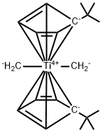 二甲基双(叔 - 丁基环戊二烯基)钛(IV) 结构式