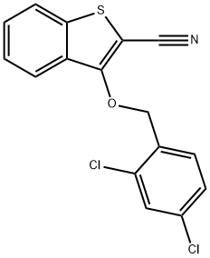 3-[(2,4-DICHLOROBENZYL)OXY]-1-BENZOTHIOPHENE-2-CARBONITRILE 结构式