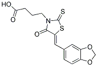 4-[(5Z)-5-(1,3-BENZODIOXOL-5-YLMETHYLENE)-4-OXO-2-THIOXO-1,3-THIAZOLIDIN-3-YL]BUTANOIC ACID 结构式