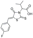 2-[(5Z)-5-(4-FLUOROBENZYLIDENE)-4-OXO-2-THIOXO-1,3-THIAZOLIDIN-3-YL]-3-METHYLBUTANOIC ACID 结构式