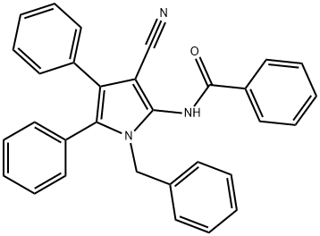 N-(1-BENZYL-3-CYANO-4,5-DIPHENYL-1H-PYRROL-2-YL)BENZENECARBOXAMIDE 结构式