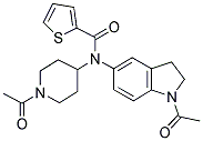 N-(1-ACETYL-2,3-DIHYDRO-(1H)-INDOL-5-YL)-N-(1-ACETYLPIPERIDIN-4-YL)THIOPHENE-2-CARBOXAMIDE 结构式