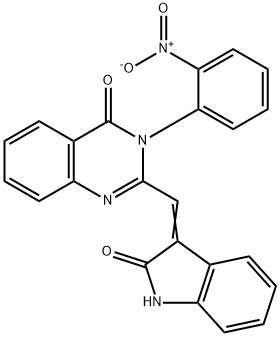 3-(2-NITROPHENYL)-2-[(Z)-(2-OXO-1,2-DIHYDRO-3H-INDOL-3-YLIDENE)METHYL]QUINAZOLIN-4(3H)-ONE 结构式