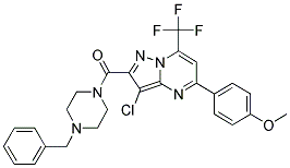 (4-BENZYLPIPERAZIN-1-YL)(3-CHLORO-5-(4-METHOXYPHENYL)-7-(TRIFLUOROMETHYL)PYRAZOLO[1,5-A]PYRIMIDIN-2-YL)METHANONE 结构式