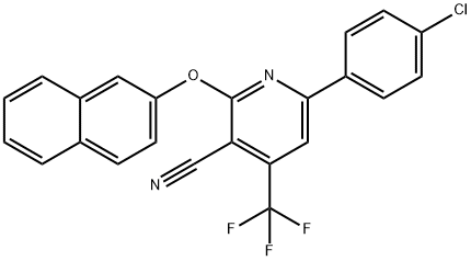 6-(4-CHLOROPHENYL)-2-(2-NAPHTHYLOXY)-4-(TRIFLUOROMETHYL)NICOTINONITRILE 结构式