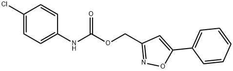 (5-Phenyl-3-isoxazolyl)methyl N-(4-chlorophenyl)carbamate 结构式
