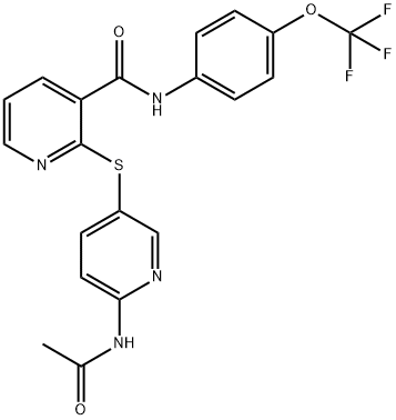 2-([6-(ACETYLAMINO)-3-PYRIDINYL]SULFANYL)-N-[4-(TRIFLUOROMETHOXY)PHENYL]NICOTINAMIDE 结构式