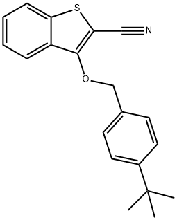 3-([4-(TERT-BUTYL)BENZYL]OXY)-1-BENZOTHIOPHENE-2-CARBONITRILE 结构式