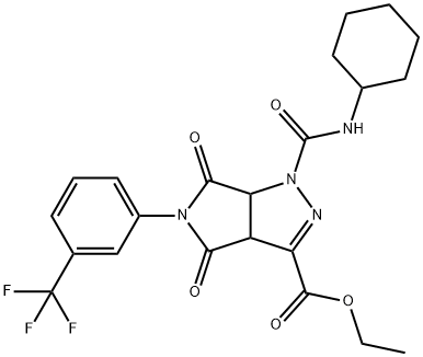 ETHYL 1-[(CYCLOHEXYLAMINO)CARBONYL]-4,6-DIOXO-5-[3-(TRIFLUOROMETHYL)PHENYL]-1,3A,4,5,6,6A-HEXAHYDROPYRROLO[3,4-C]PYRAZOLE-3-CARBOXYLATE 结构式