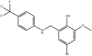 4-BROMO-2-METHOXY-6-([4-(TRIFLUOROMETHYL)ANILINO]METHYL)BENZENOL 结构式