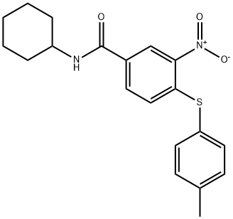 N-CYCLOHEXYL-4-[(4-METHYLPHENYL)SULFANYL]-3-NITROBENZENECARBOXAMIDE 结构式