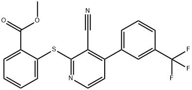 METHYL 2-((3-CYANO-4-[3-(TRIFLUOROMETHYL)PHENYL]-2-PYRIDINYL)SULFANYL)BENZENECARBOXYLATE 结构式