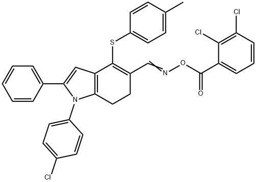1-(4-CHLOROPHENYL)-5-(([(2,3-DICHLOROBENZOYL)OXY]IMINO)METHYL)-4-[(4-METHYLPHENYL)SULFANYL]-2-PHENYL-6,7-DIHYDRO-1H-INDOLE 结构式