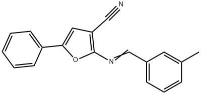 2-([(E)-(3-METHYLPHENYL)METHYLIDENE]AMINO)-5-PHENYL-3-FURONITRILE 结构式