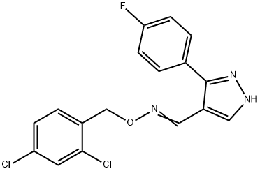 3-(4-FLUOROPHENYL)-1H-PYRAZOLE-4-CARBALDEHYDE O-(2,4-DICHLOROBENZYL)OXIME 结构式