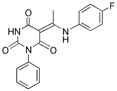 (5Z)-5-{1-[(4-FLUOROPHENYL)AMINO]ETHYLIDENE}-1-PHENYLPYRIMIDINE-2,4,6(1H,3H,5H)-TRIONE 结构式