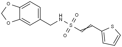 (E)-N-(苯并[D][1,3]二氧戊环-5-基甲基)-2-(噻吩-2-基)乙烯-1-磺胺 结构式