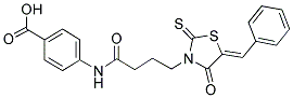 4-((4-[(5Z)-5-BENZYLIDENE-4-OXO-2-THIOXO-1,3-THIAZOLIDIN-3-YL]BUTANOYL)AMINO)BENZOIC ACID 结构式