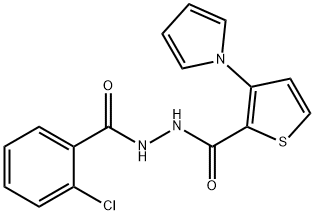 N'-(2-CHLOROBENZOYL)-3-(1H-PYRROL-1-YL)-2-THIOPHENECARBOHYDRAZIDE 结构式