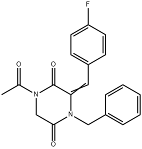 1-ACETYL-4-BENZYL-3-[(4-FLUOROPHENYL)METHYLENE]TETRAHYDRO-2,5-PYRAZINEDIONE 结构式