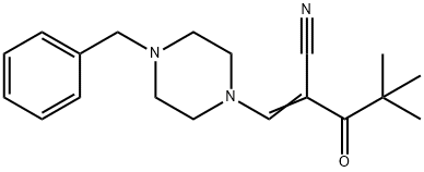 2-(2,2-DIMETHYLPROPANOYL)-3-(4-BENZYLPIPERAZINYL)PROP-2-ENENITRILE 结构式