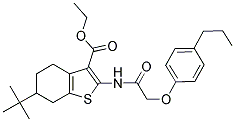 Ethyl 6-tert-butyl-2-(2-(4-propylphenoxy)acetamido)-4,5,6,7-tetrahydrobenzo[b]thiophene-3-carboxylate 结构式